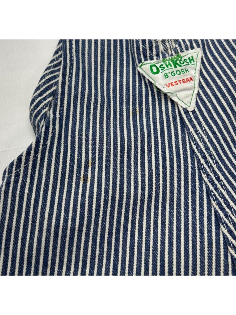 Vintage OshKosh BGosh Sanforized Blue & White Striped Overalls Adjustable Straps - Picture 16 of 16